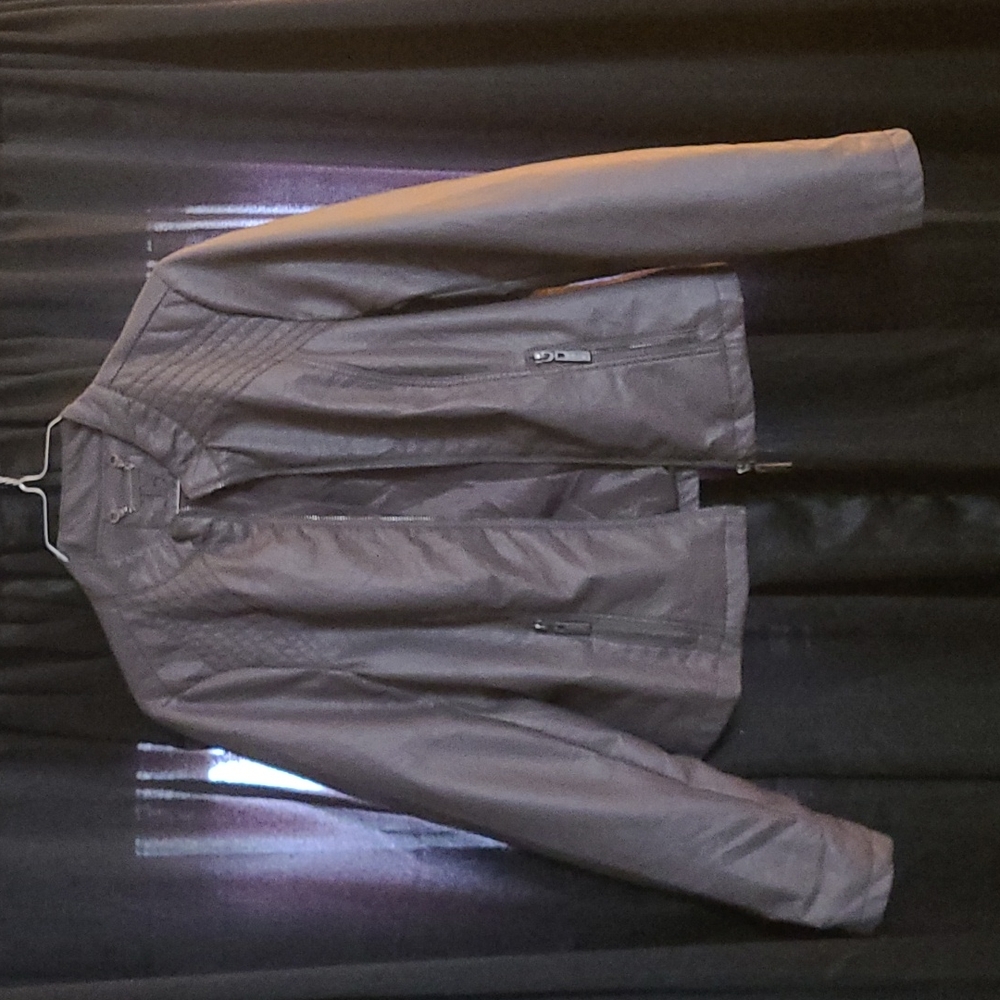 Grey Faux Leather Jacket